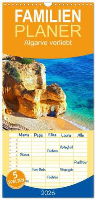 Familienplaner 2026 - Algarve verliebt mit 5 Spalten (Wandkalender, 21 x 45 cm) CALVENDO