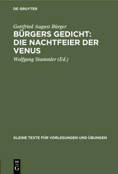 Bürgers Gedicht: Die Nachtfeier der Venus