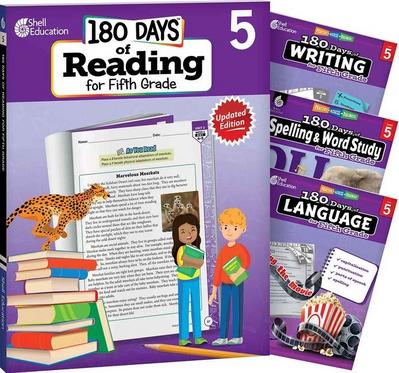 180 Days(tm) Reading 2nd Ed, Writing, Spelling, & Language Grade 5: 4-Book Set