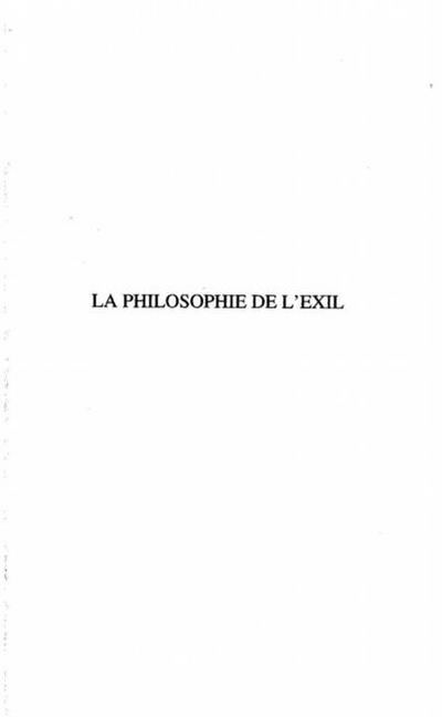 La philosophie de l’exil