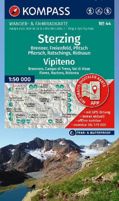 KOMPASS Wanderkarte 44 Sterzing / Vipiteno 1:50.000 