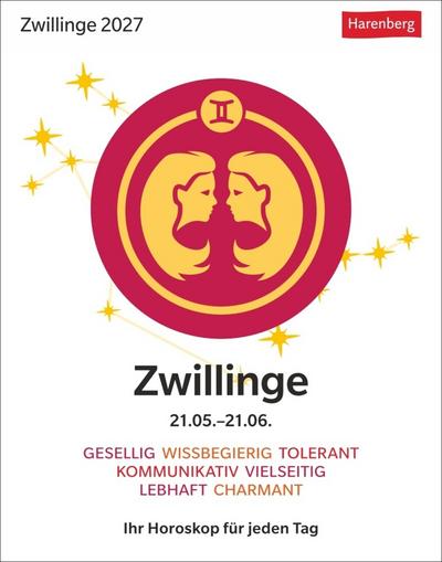 Zwillinge Sternzeichenkalender 2027 - Tagesabreißkalender - Ihr Horoskop für jeden Tag 