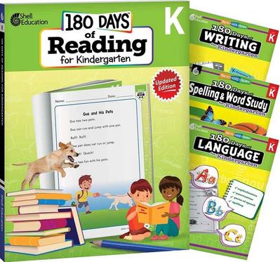 180 Days(tm) Reading 2nd Ed, Writing, Spelling, & Language Grade K: 4-Book Set