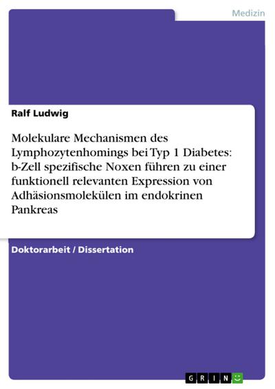 Molekulare Mechanismen des Lymphozytenhomings bei Typ 1 Diabetes: b-Zell spezifische Noxen führen zu einer funktionell relevanten Expression von Adhäsionsmolekülen im endokrinen Pankreas